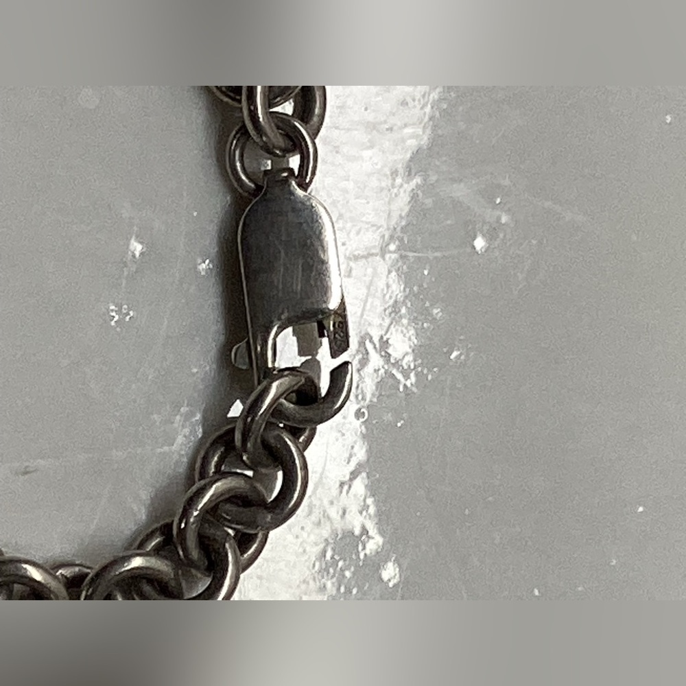 925 Silver Link Bracelet, Simulated Ruby Sterling… - image 7